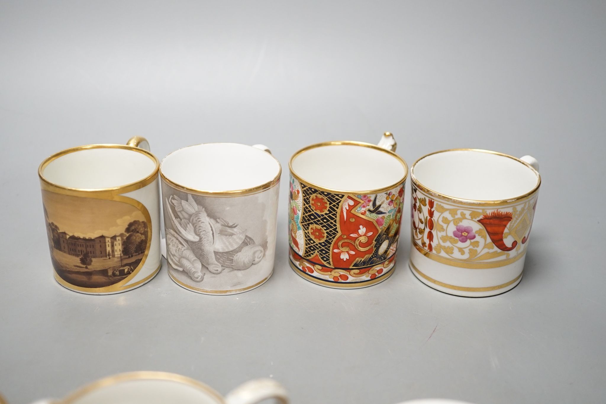 Ten various early 19th century English porcelain coffee cans